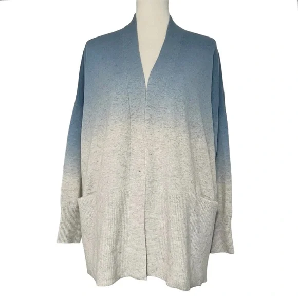 VINCE Ombre Dip‎ Dye Cashmere Wool Open Cardigan
